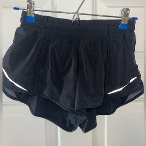 Lululemon black hotty hot low-rise shorts. 2.5” Size 6 Regular.